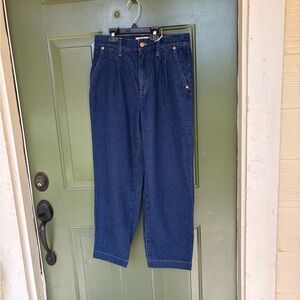 Madewell Pleated Edition Baggy Straight Leg Jeans Woodham Wash 26